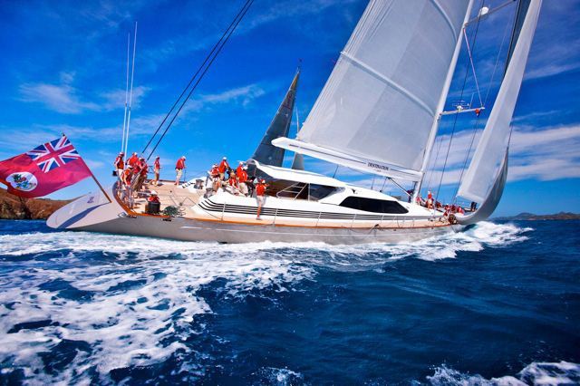 Sailing yacht Destination Fox Harb’r, a Dubois Custom 43 metre yacht holds the Mount Gay Rum Round Barbados Race Monohull Open Unlimited Record (2011)